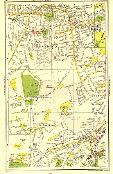 COULSDON WALLINGTON Carshalton Woodmansterne Woodcote S Beddington 1937 map